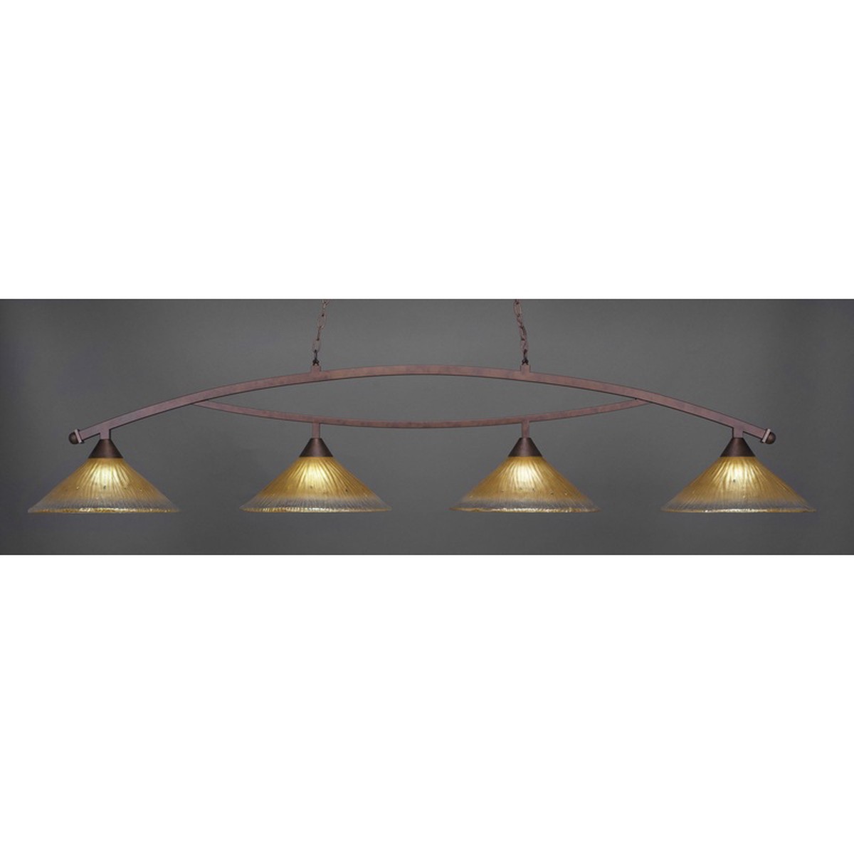 Toltec Bow Bronze 4 Lights AMBER CRYSTAL 874-BRZ-710