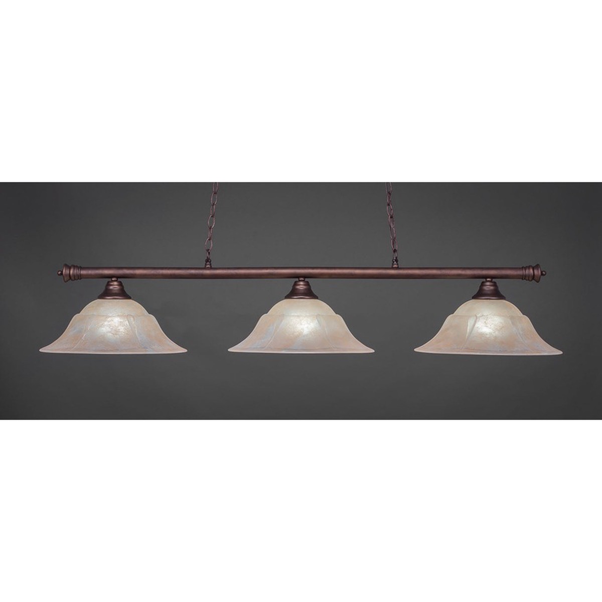 Toltec Oxford Bronze 3 Lights AMBER MARBLE Glass 373-BRZ-53613