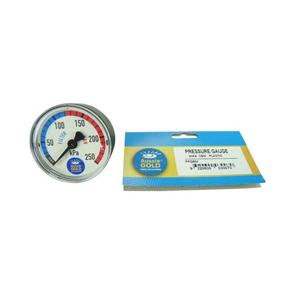 Aussie Gold Oil Filled Pressure Gauge, Centre Back Mounted