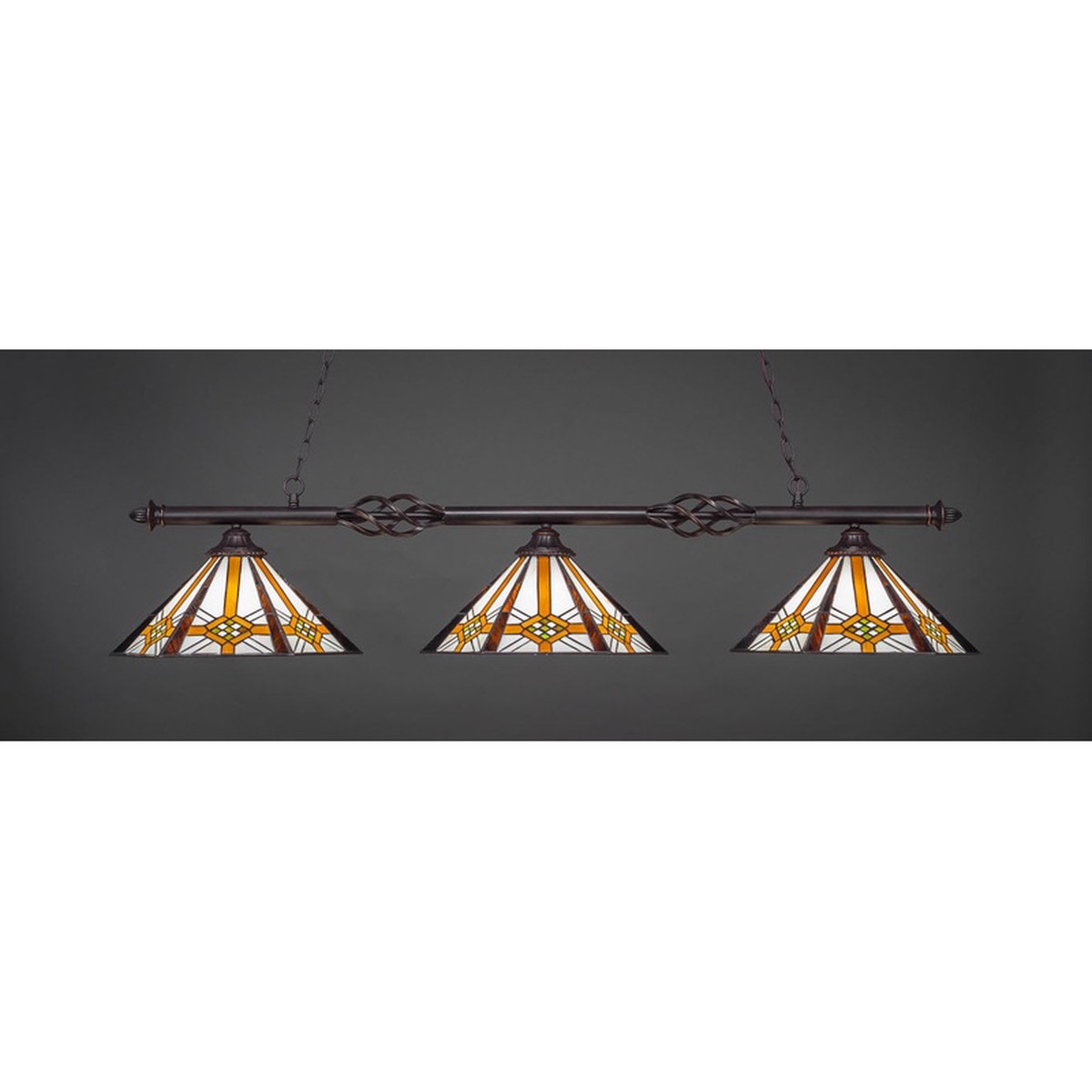 Toltec Elegant Dark Granite 3 Lights Art Glass 863-DG-961