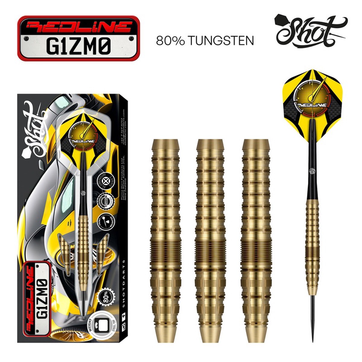 SHOT - Redline G1ZM0 Steel Tip Dart Set - 80%Tungsten - 23g