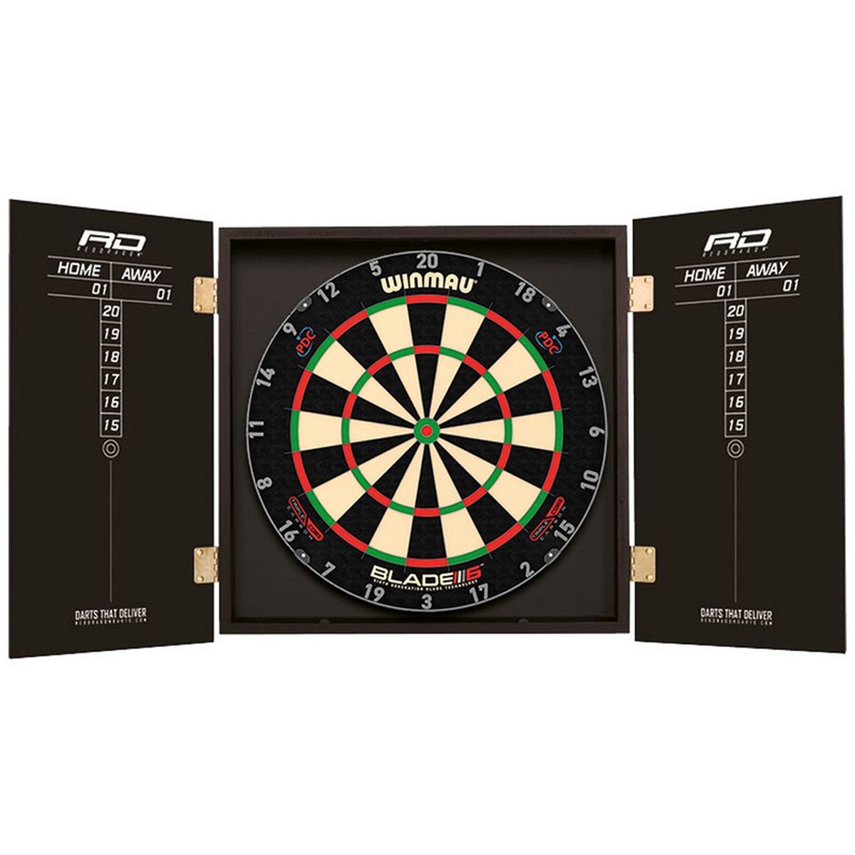 RED DRAGON - Deluxe Dartboard Cabinet & WINMAU Triple Core Dartboard