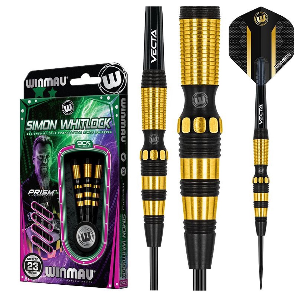 WINMAU - Simon Whitlock Onyx Au Gold Darts - 90% Tungsten - 23g