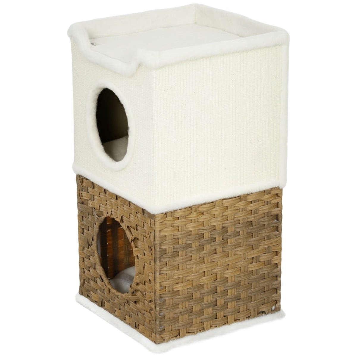 Cat Scratching Barrel, Three-Tier 75.5 cm High, Cream White