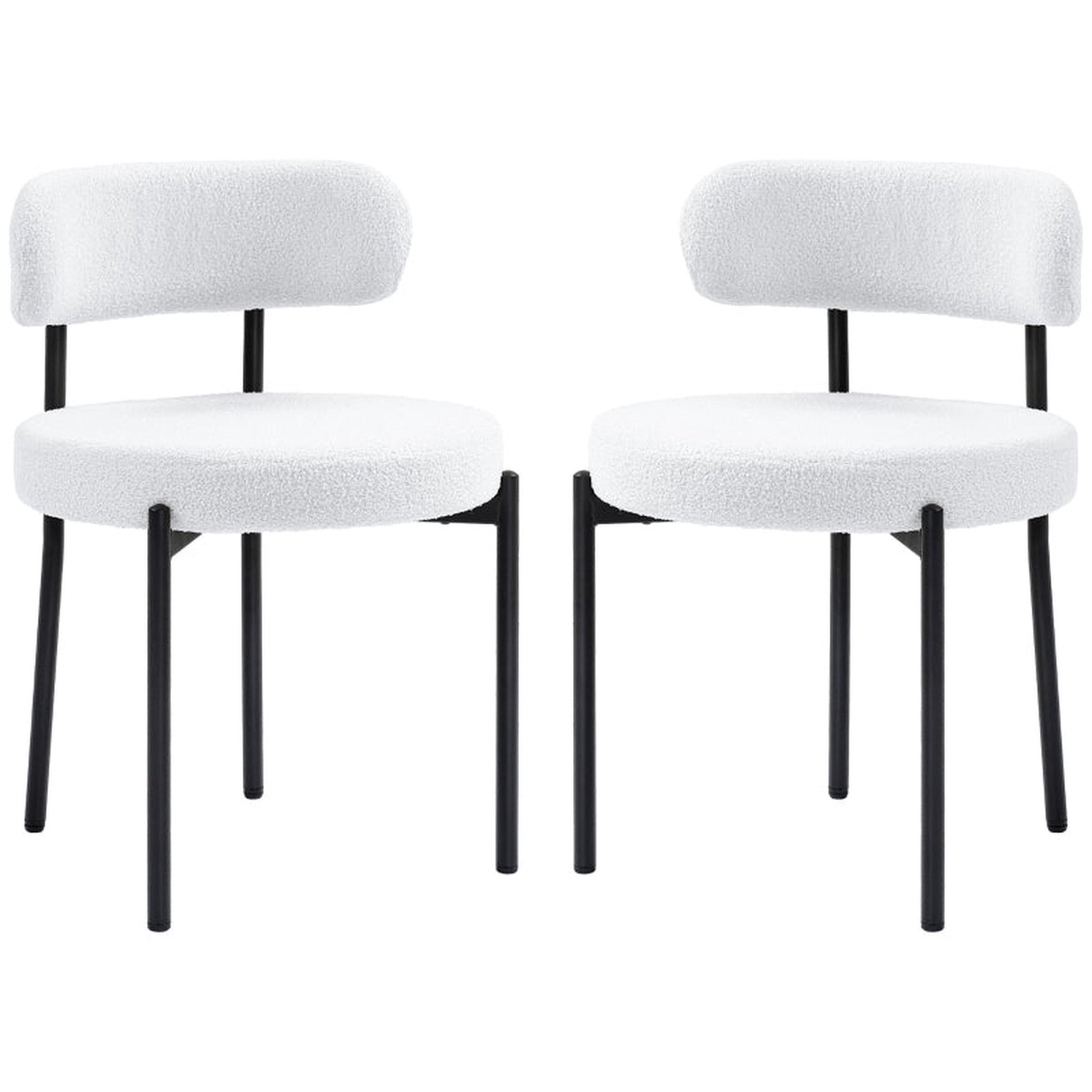 Dining Chairs, Upholstered with Metal Legs, Cream White (Set of 2)