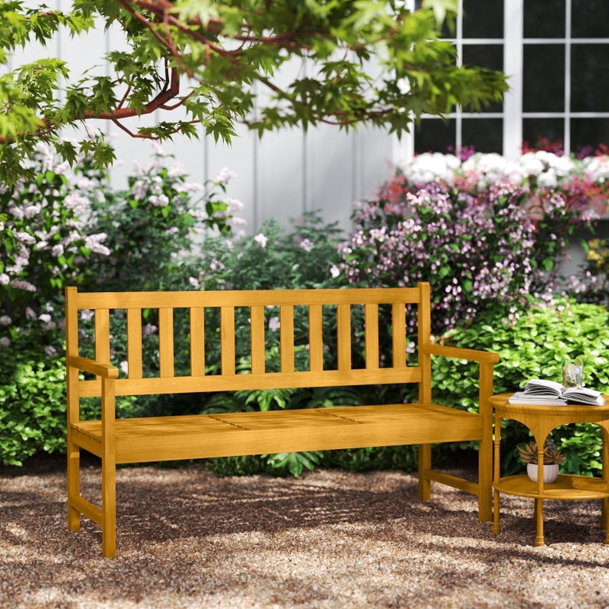 2-seater Garden Bench, Weatherproof Folding Table, 320 kg, Teak Wood