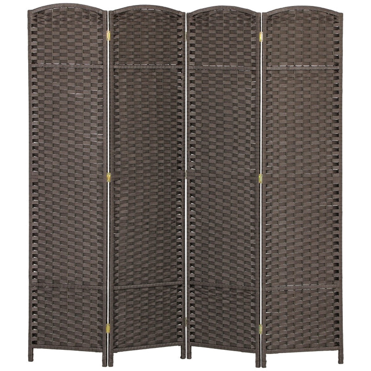 4-Panel Room Divider, Foldable Privacy Screen, Brown