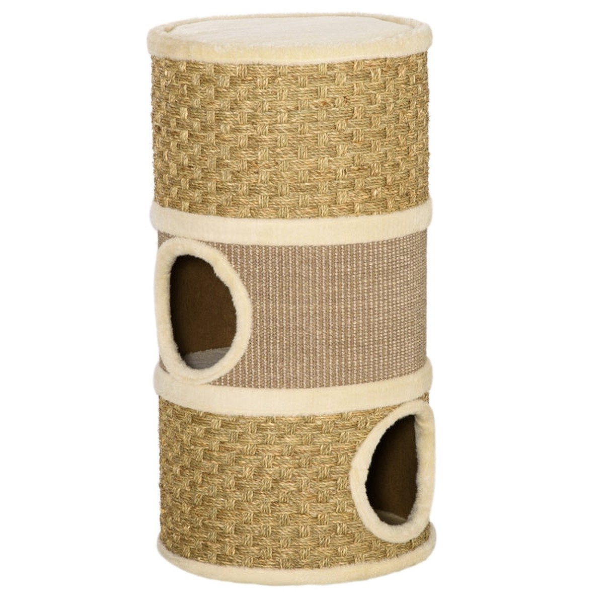 Cat Scratching Post Barrel 3 Levels Sisal Plush