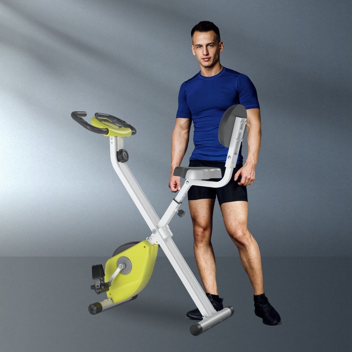 F-Bike Exercise Bike, 8-Level Magnetic Resistance, Height Adjustable, Steel, Yellow/White