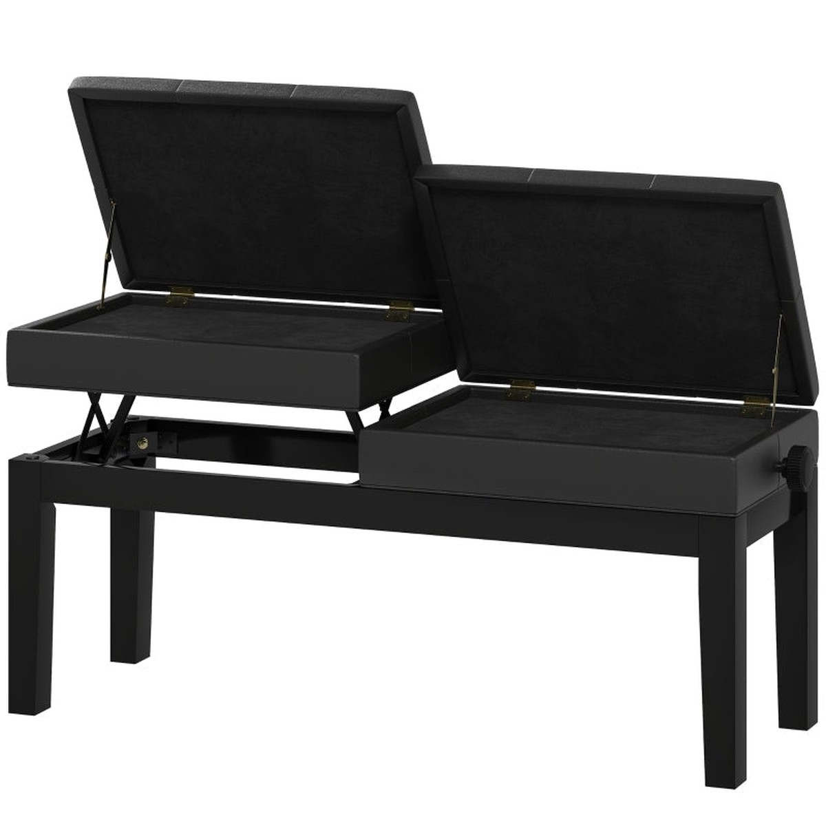 Piano Bench, Height-Adjustable, Storage, 220 kg Capacity, Faux Leather, Black