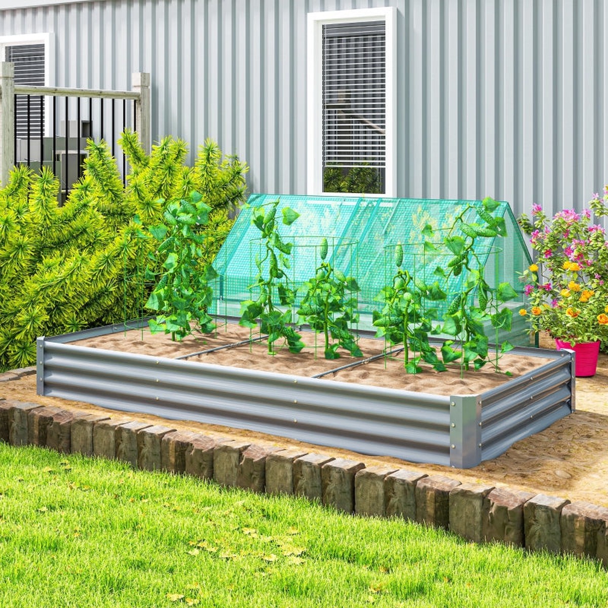 Raised Bed, Weather-Resistant Steel Planter Box 240 x 120 x 30 cm, Steel