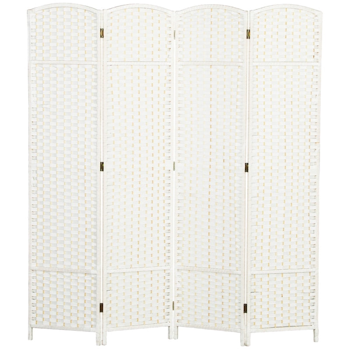 Room Divider, 4-Panel Foldable Privacy Screen, White