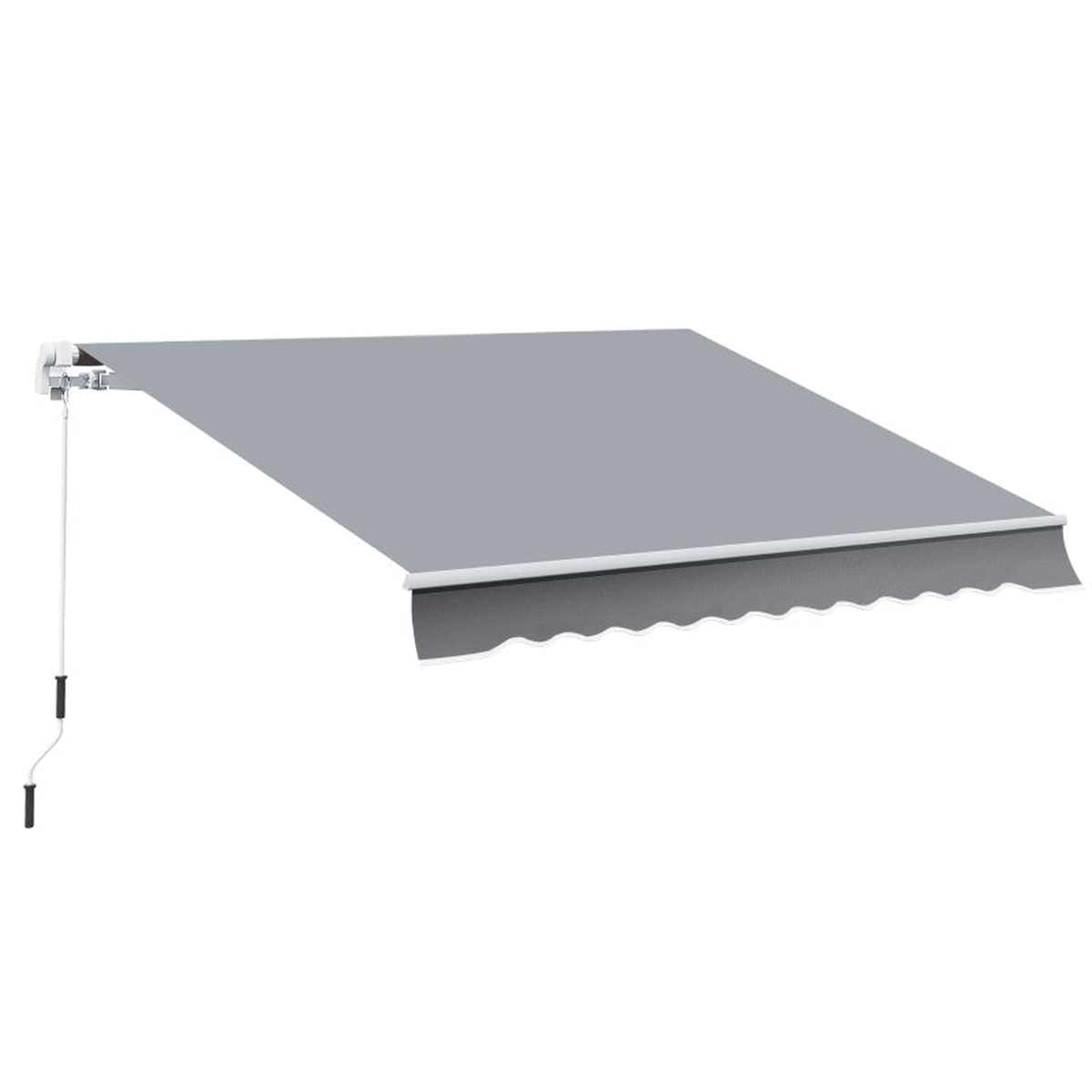 Retractable Awning, 3.95 x 2.45 m, Hand Crank, Polyester, Grey/White