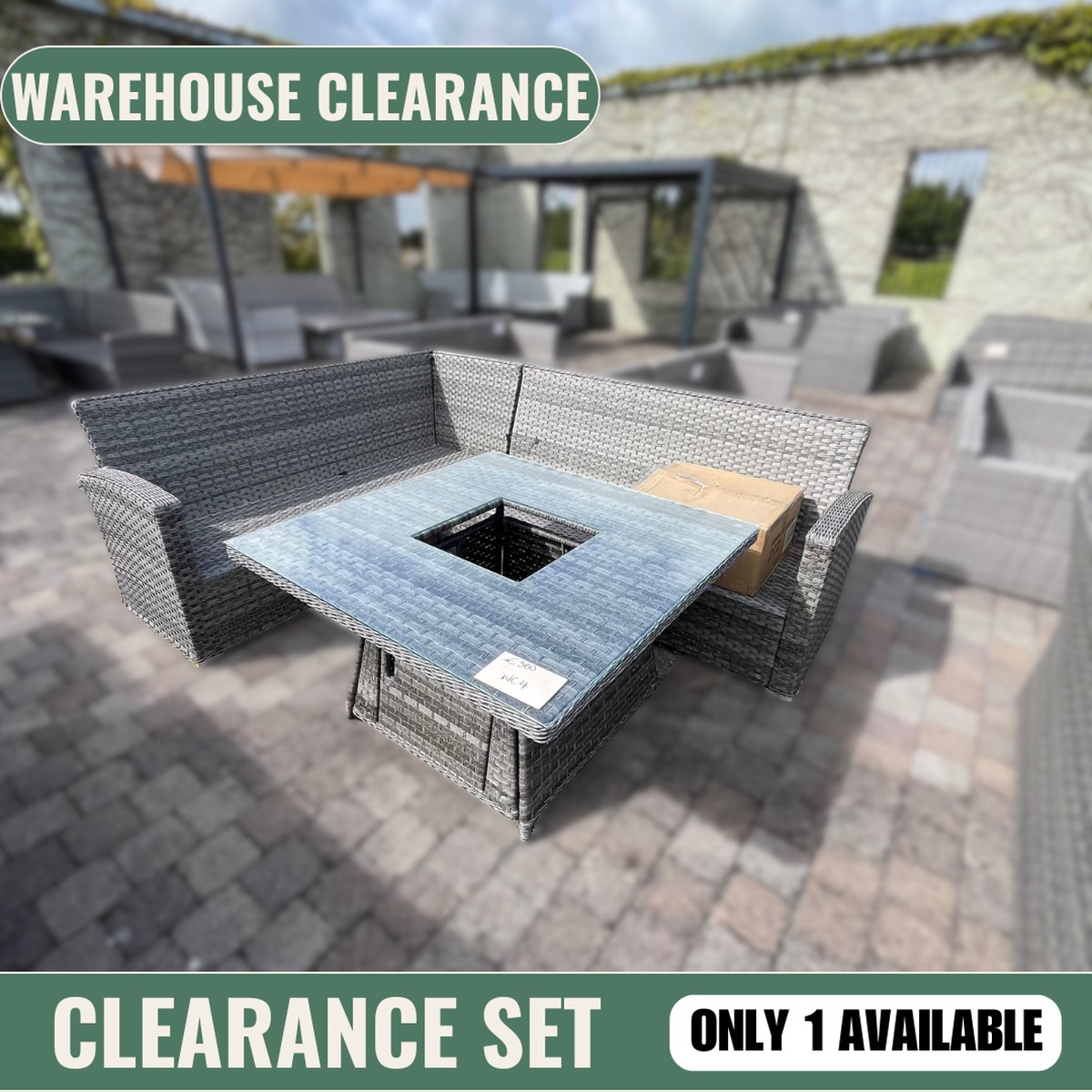 Casual Dining with Firepit Set (Grey) - Clearance