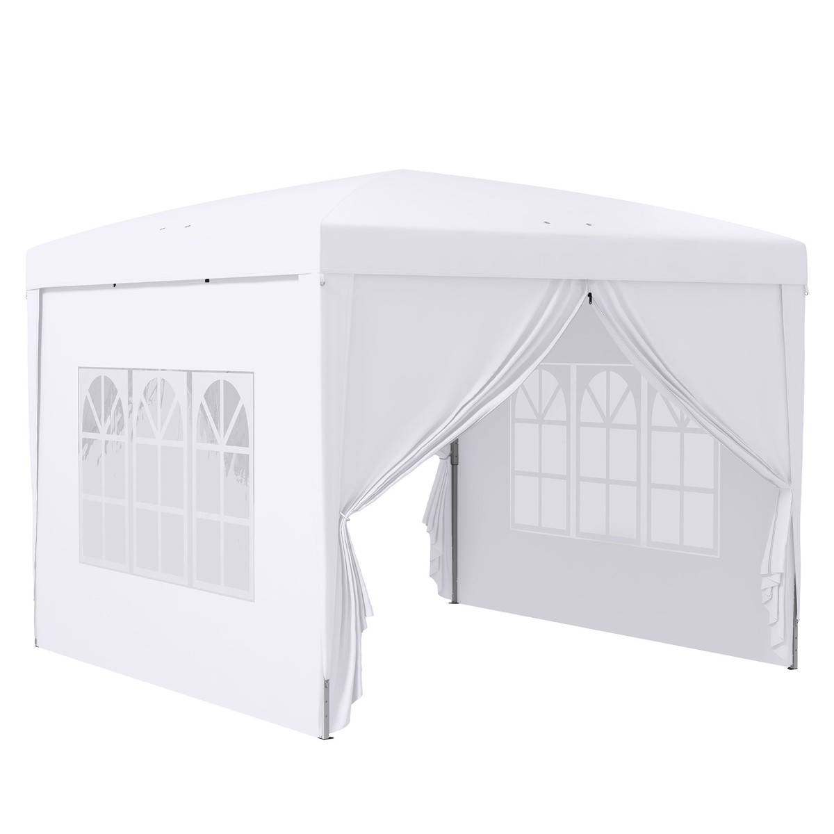 Pop Up Gazebo, Wedding Party Canopy Tent Marquee with Carry Bag and Windows, White
