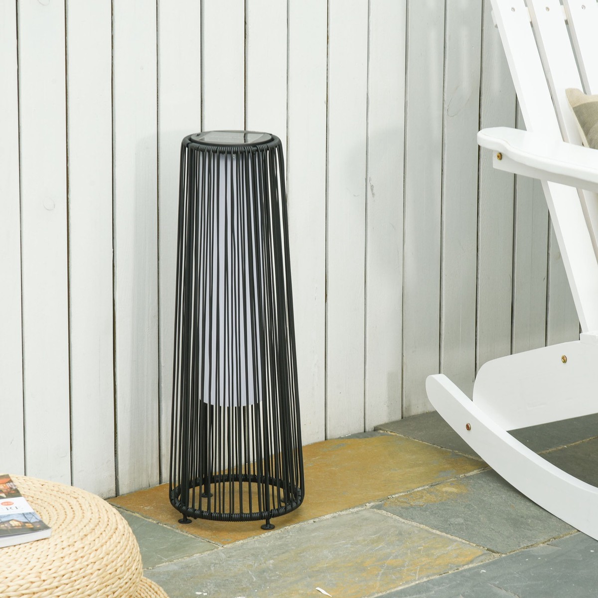 Solar Garden Light with Light Sensor, Waterproof, Automatic LED, Black