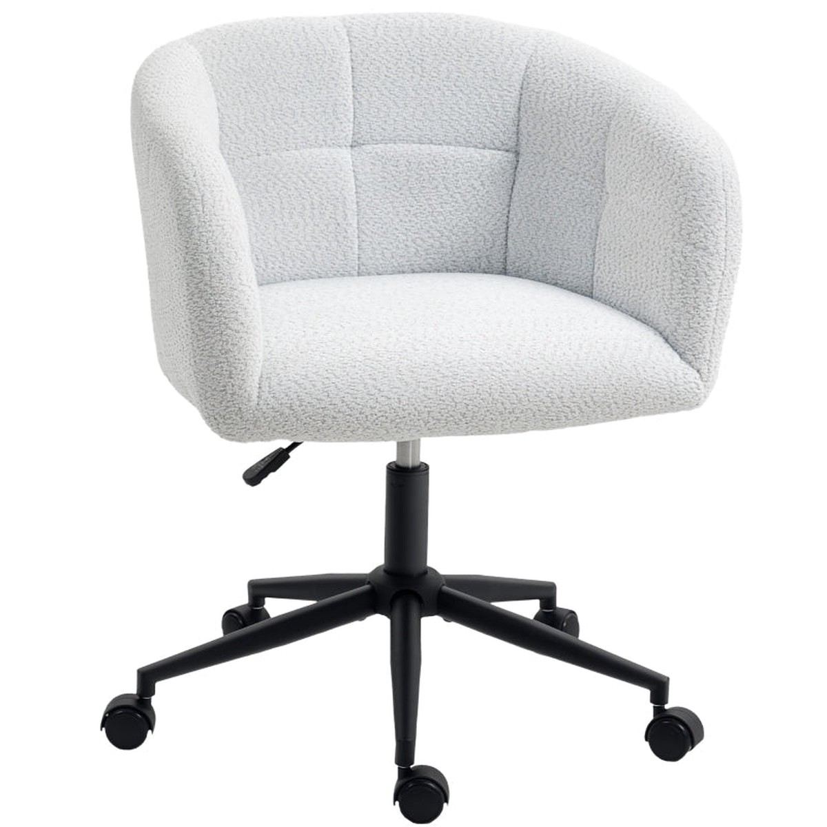 Office Chair Upholstered Tub Design Rolling Plush - Cream/Black
