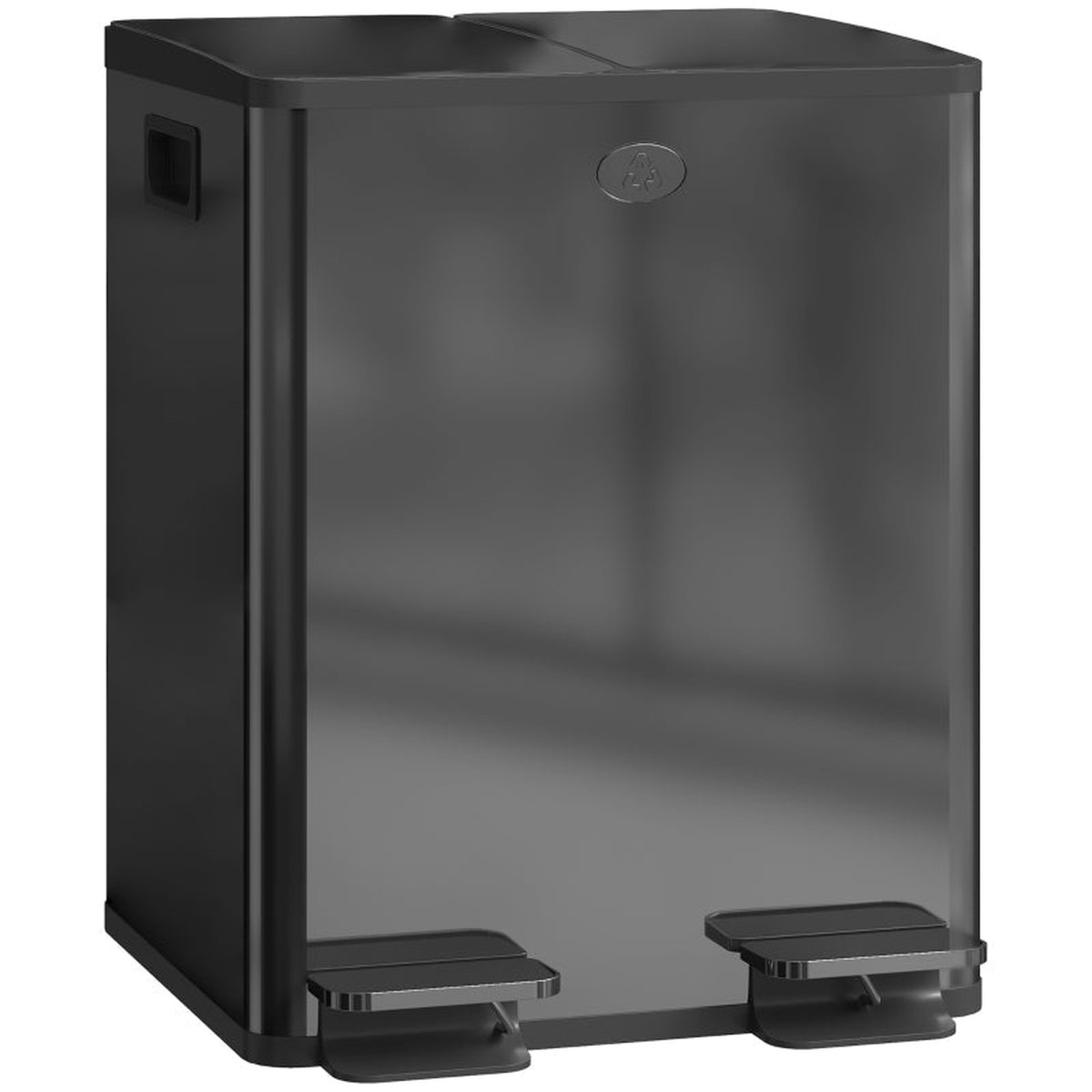 40L Dual Compartment Bin with Deodoriser Holders, Stainless Steel/Black