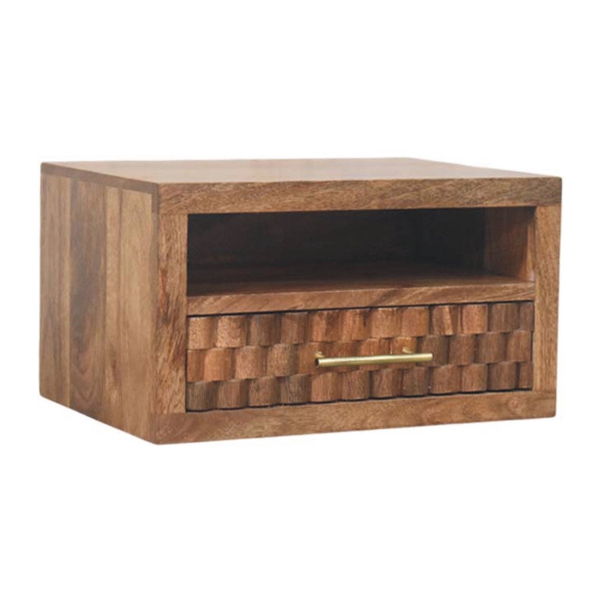 Arno Nightstand, Wall-Mounted, Golden Teak