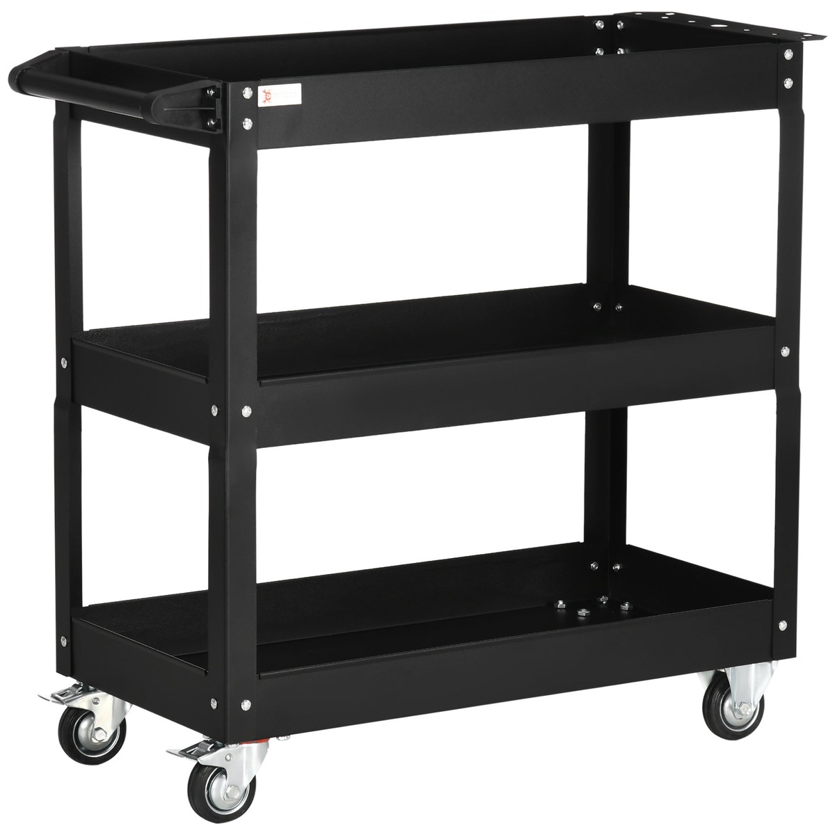 DURHAND Workshop Trolley, 3 Shelves, 150 kg, Black Steel