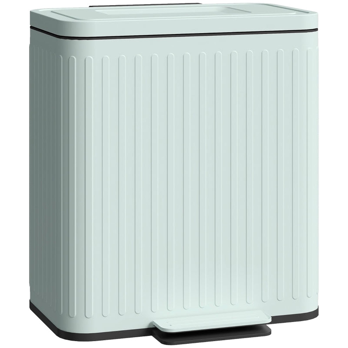 40L Dual Compartment Rubbish Bin Soft-Close Lid Green Metal