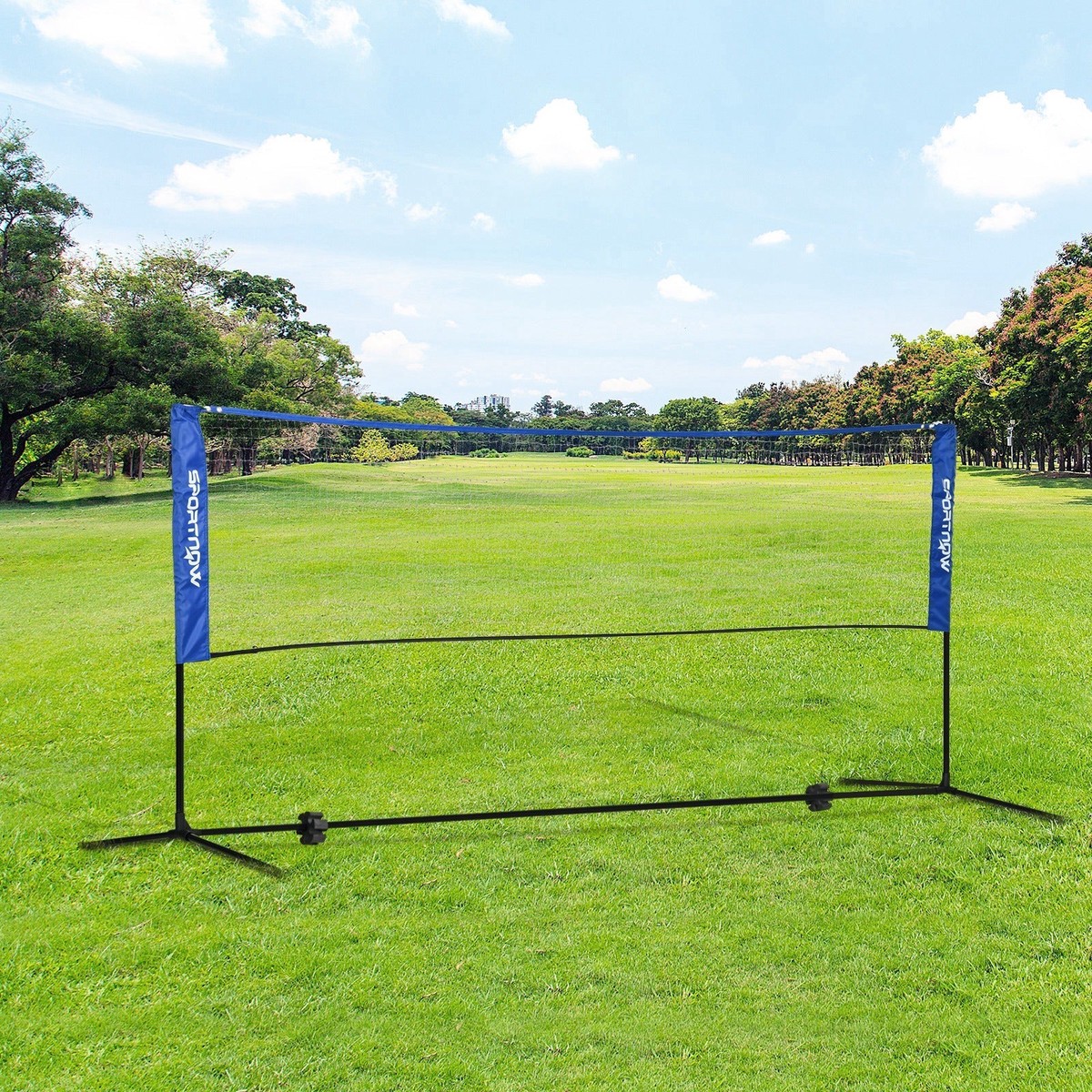 SPORTNOW Badminton Net Set, Foldable & Height-Adjustable for Indoor/Outdoor, Polyester