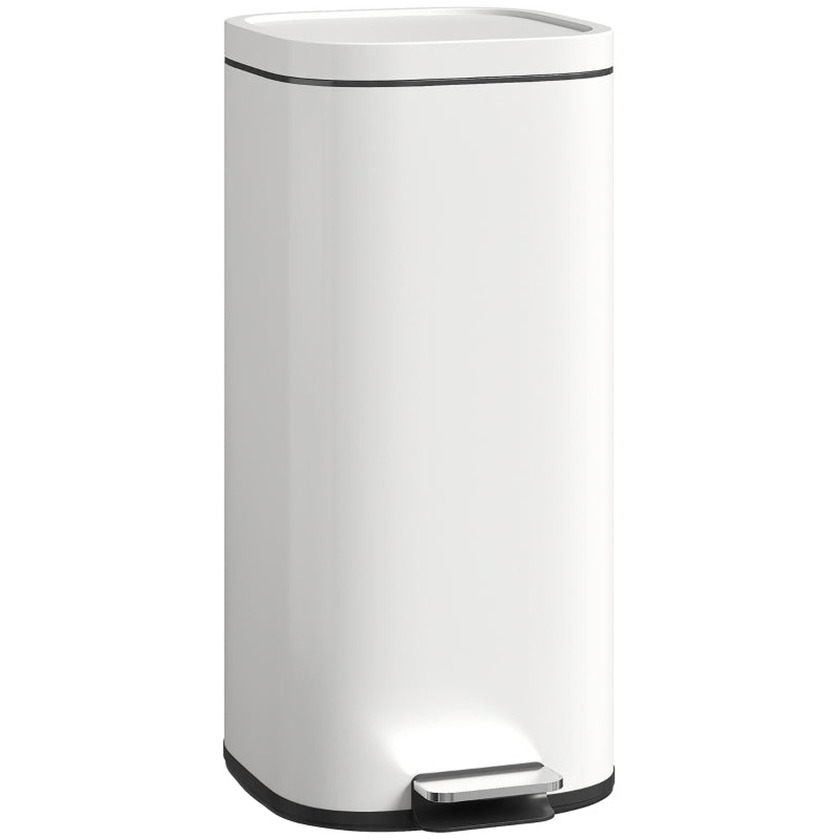 30L Kitchen Bin Compact Pedal with Soft-Close Lid, Removable Bucket, Cream