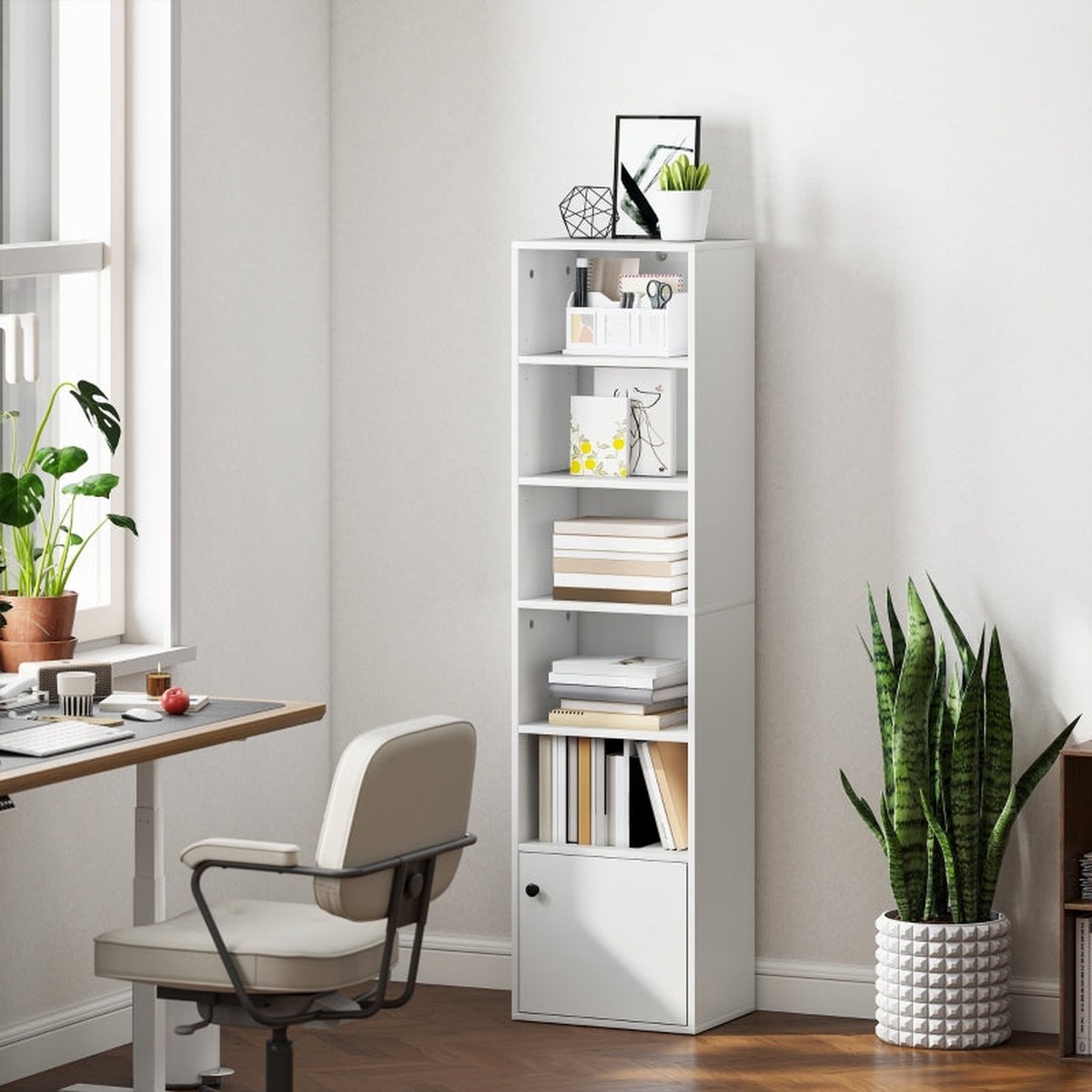 Bookcase 6-Tier 156 cm Tall White