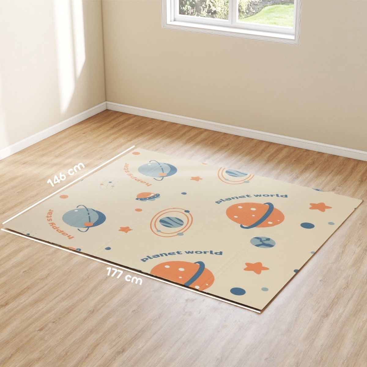 Space-Themed Baby Play Mat Double Sided Foldable Water-Resistant Multicolor