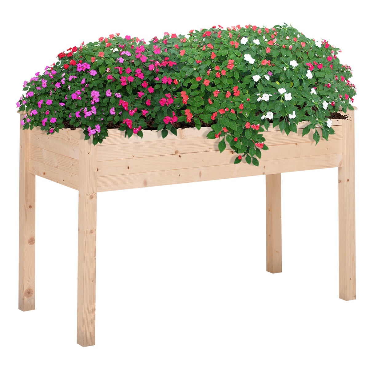 Garden Wooden Planters Rectangular Raised Bed Indoor/Outdoor Fir Wood