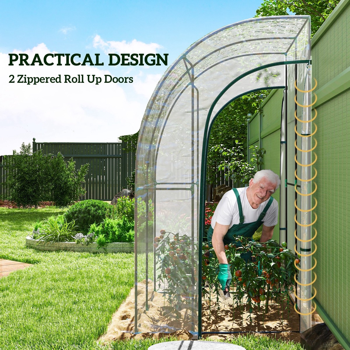 143cm x 118cm Walk-In Lean To Greenhouse, with Accessories, Steel Clear