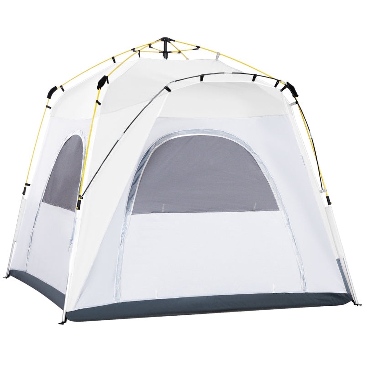 4 Person Automatic Tent, Outdoor Pop Up Dome Shelter, Light Grey Polyester