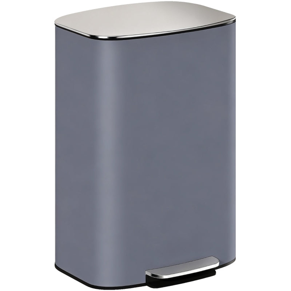 50L Kitchen Bin Soft-Close Lid Stay-Open Pedal Stainless Steel Grey