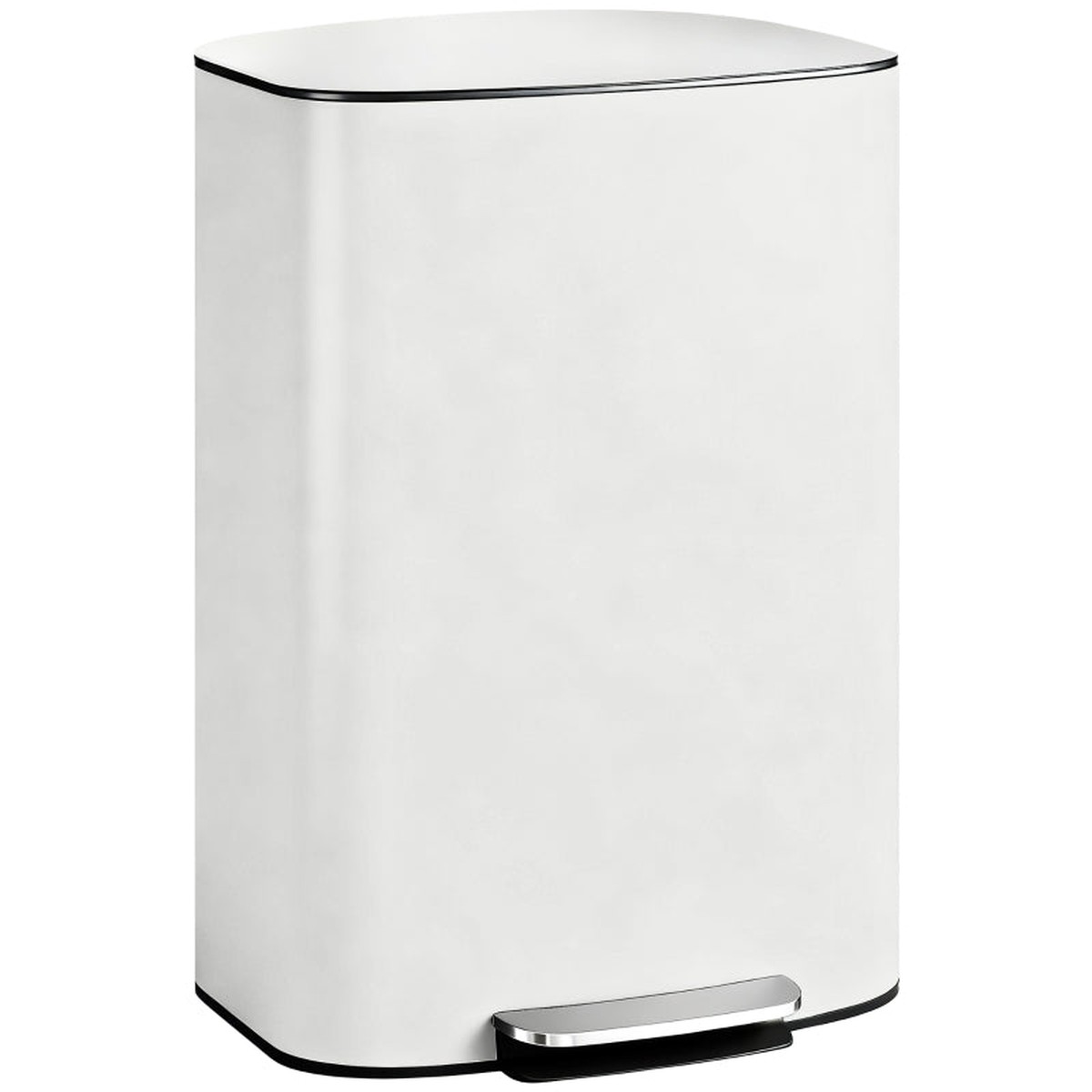 50L Kitchen Bin Soft-Close Pedal Bin Removable Inner Bucket, Stainless Steel, Cream