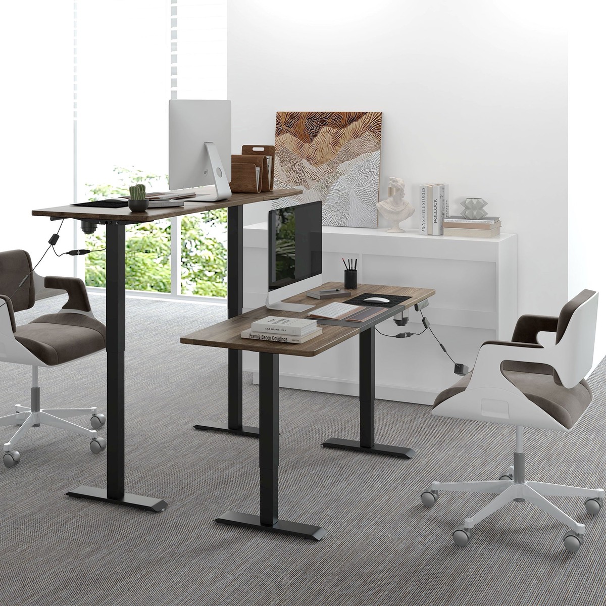 Adjustable Electric Standing Desk with LED Display - Black