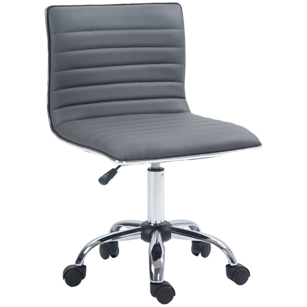 Adjustable Swivel Office Chair Armless Mid-Back PU Leather Dark Grey