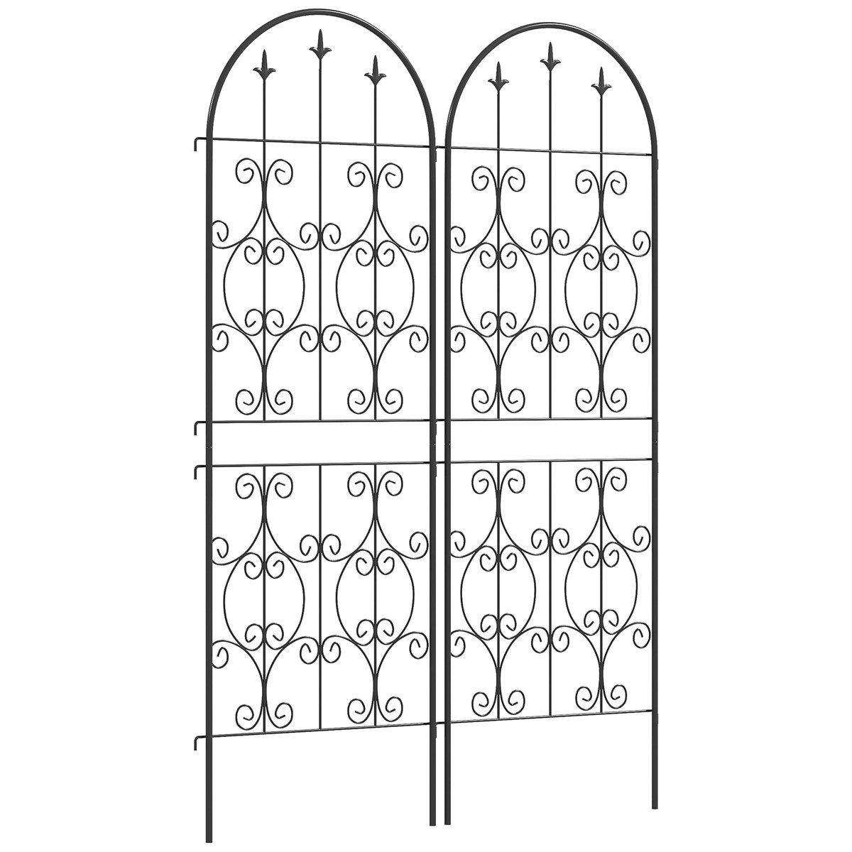 Set of 2 Garden Trellis Decorative Scrollwork 150 x 50 cm Metal