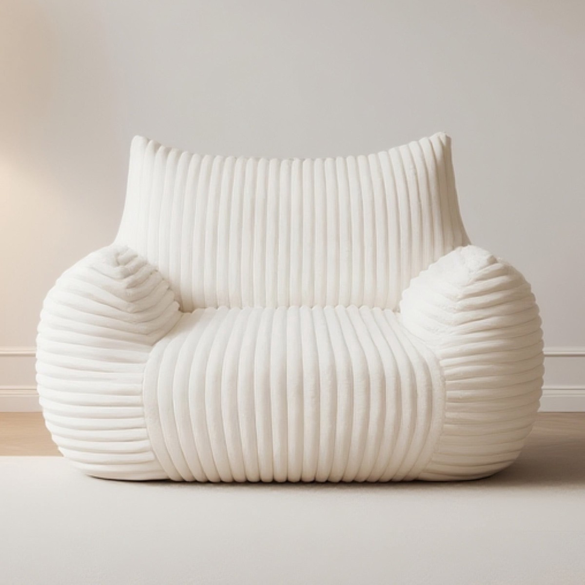 Ultra-Soft Fur Bean Bag Chair, High-Density Foam for Maximum Comfort, White