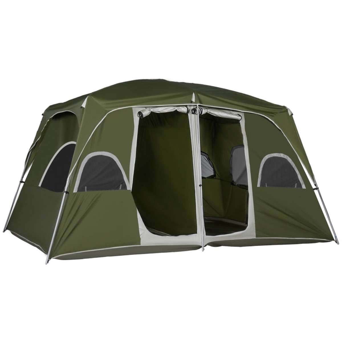 Camping Tent 4-8 Person 2 Room Large Mesh Windows Easy Set Up, Green