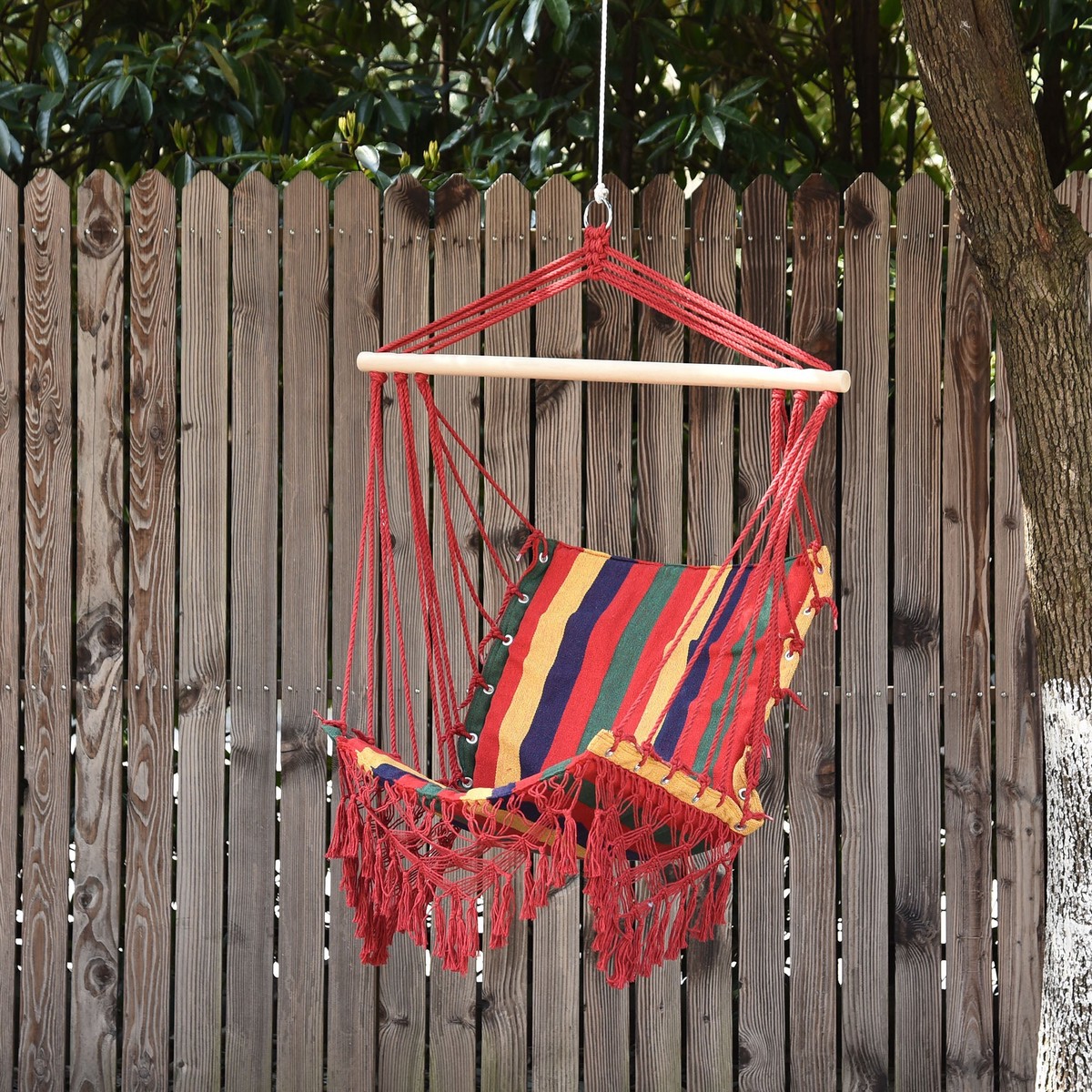 Hammock Chair Swing Hanging Seat Indoor Outdoor Cotton Polyester Multicolor