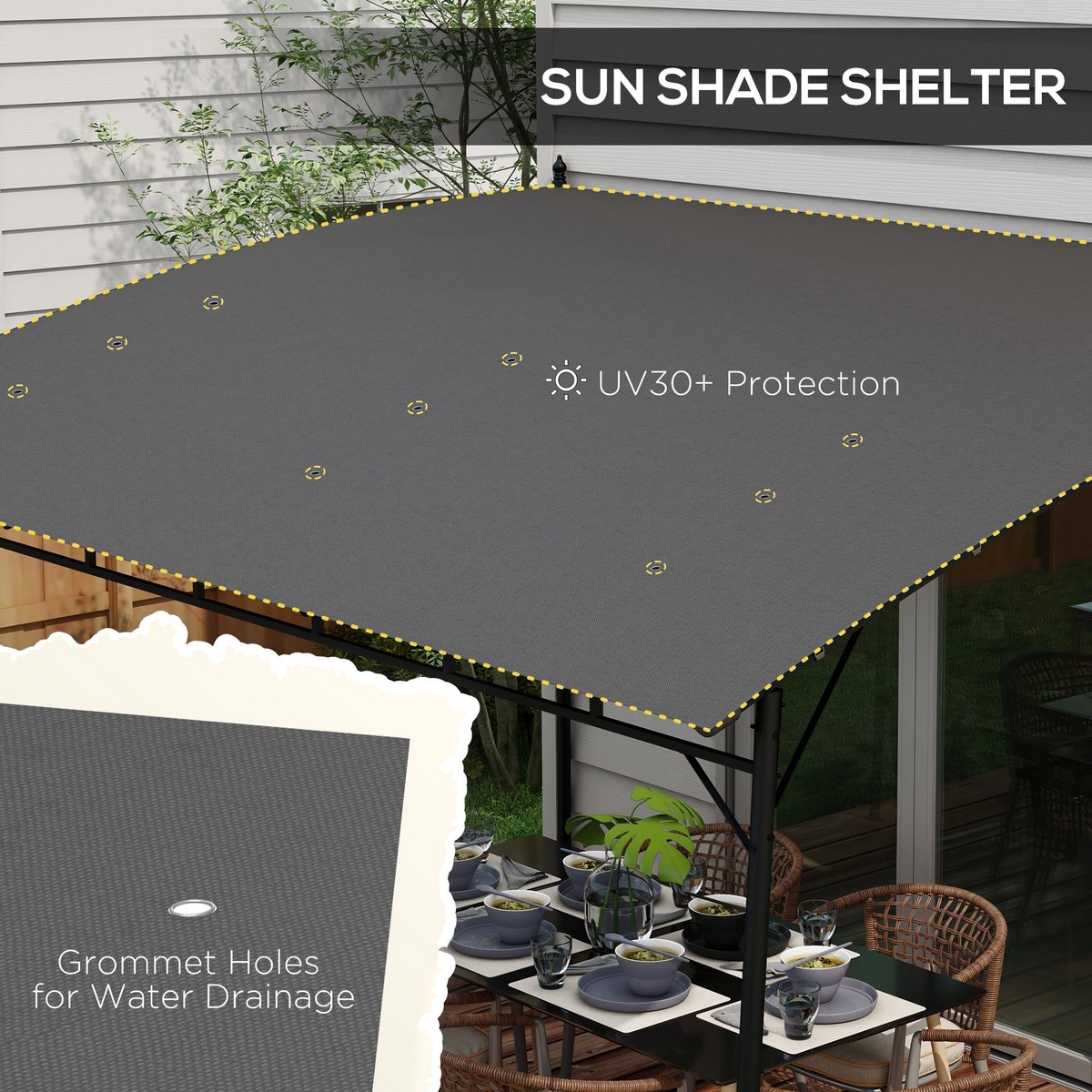 Metal Frame Pergola 3x4m with Canopy, Grey