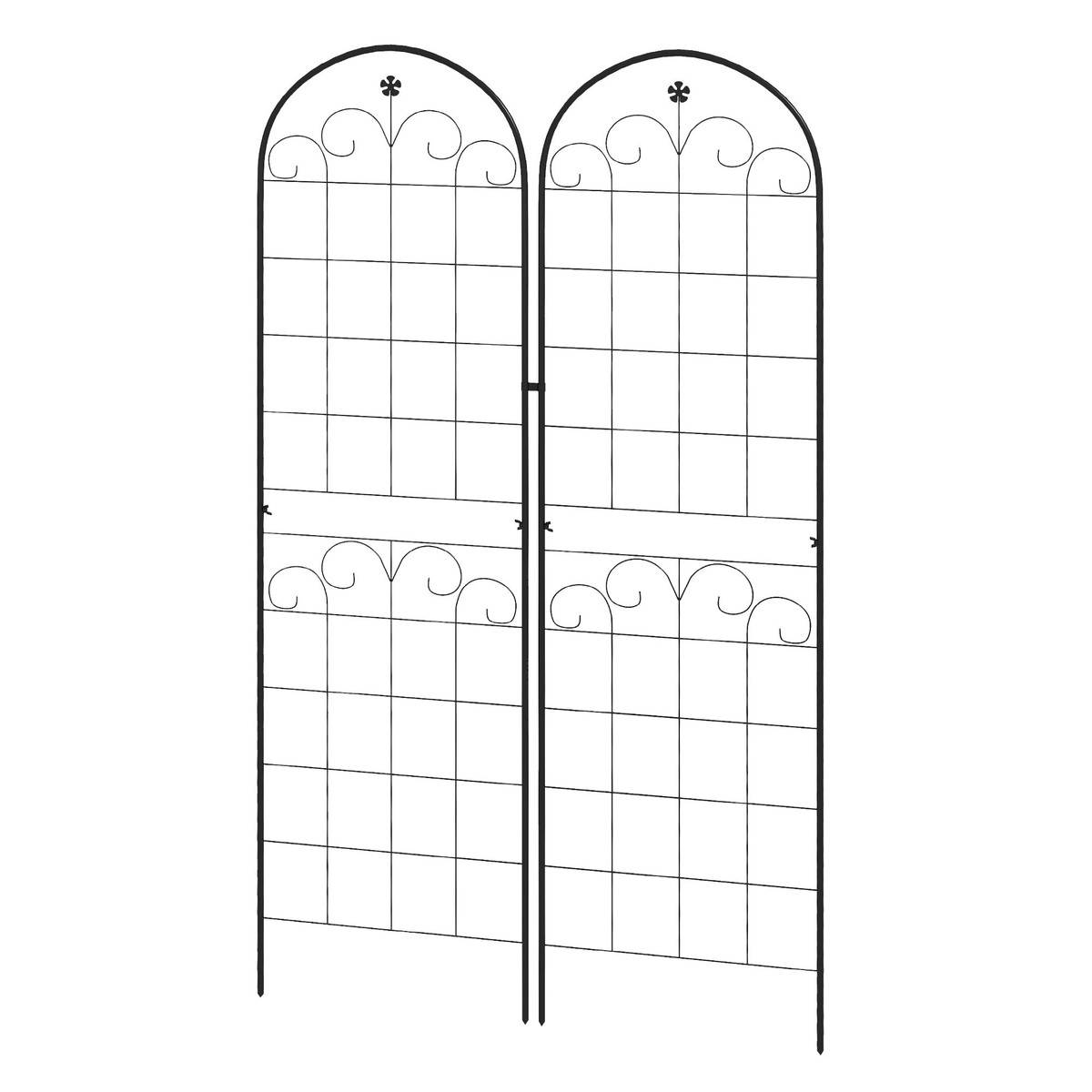 Metal Trellis Set of 2 for Climbing Plants, Floral Design, Steel