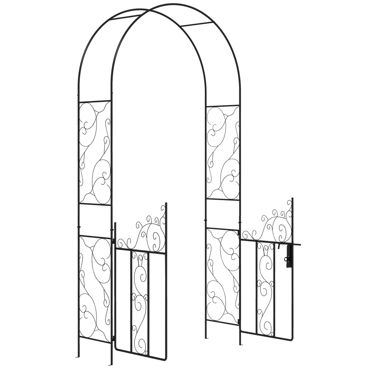 Outdoor Garden Arch Double Gate Metal Black
