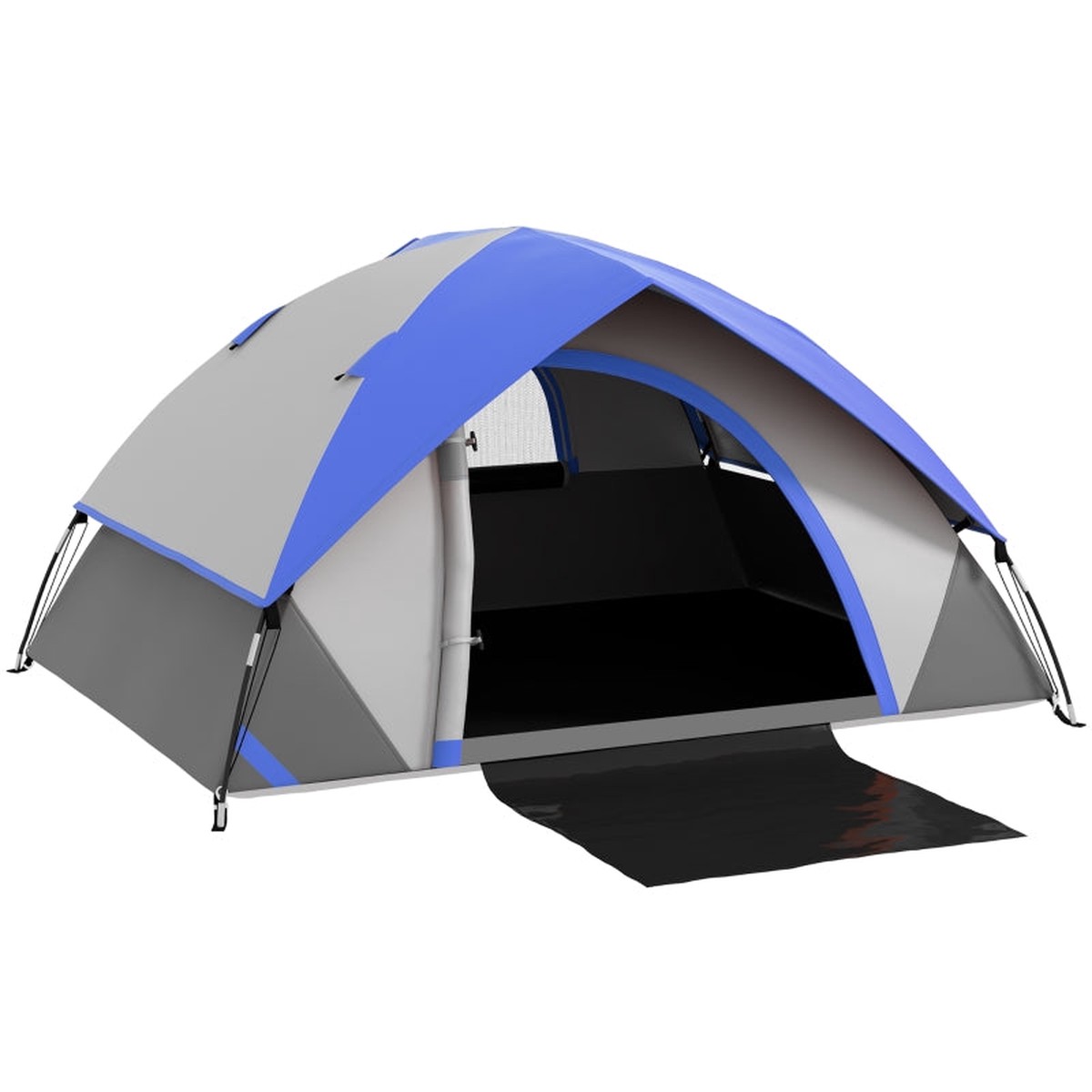 Two Man Single Room Dome Tent with Accessories, Dark Blue/Grey