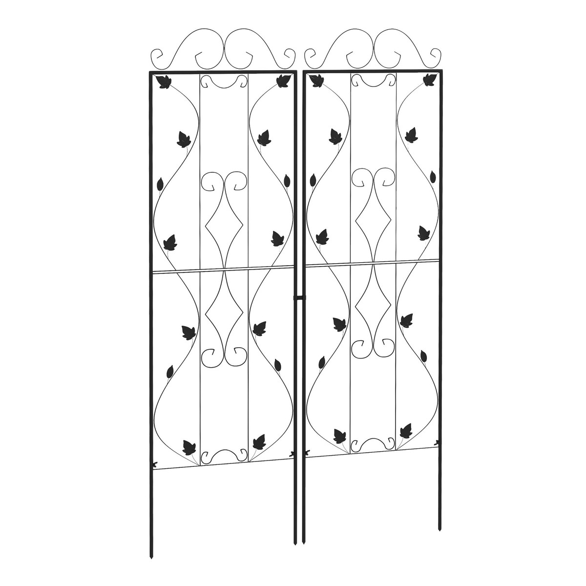 Metal Trellis Set of 2 Leaf Design for Climbing Plants Black
