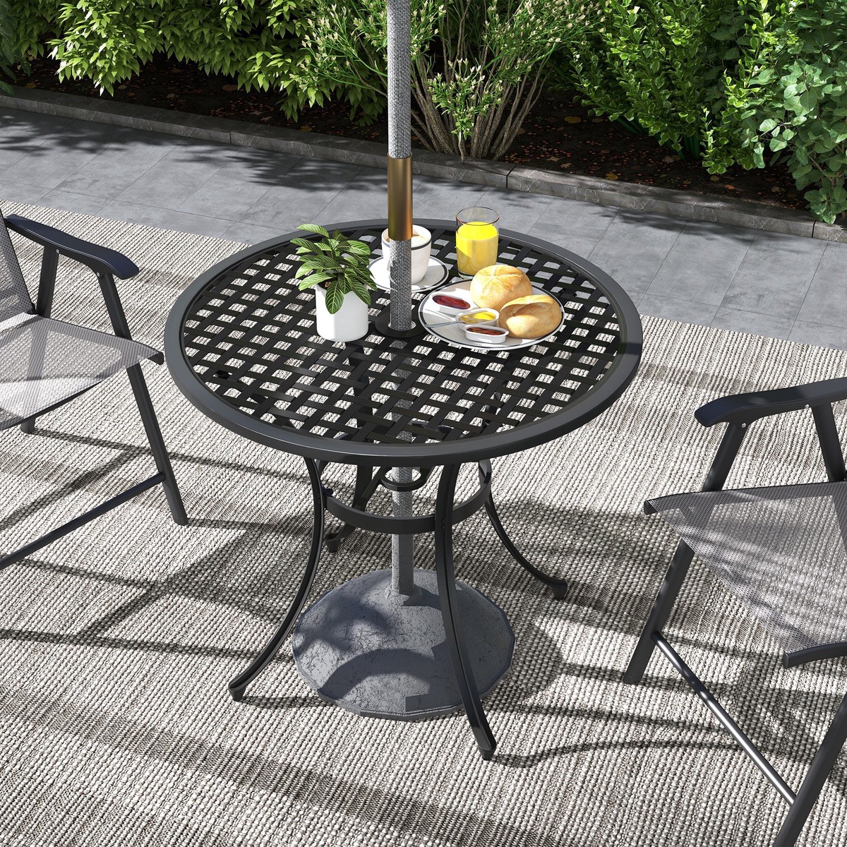 Round Table with 50mm Parasol Hole, Aluminium