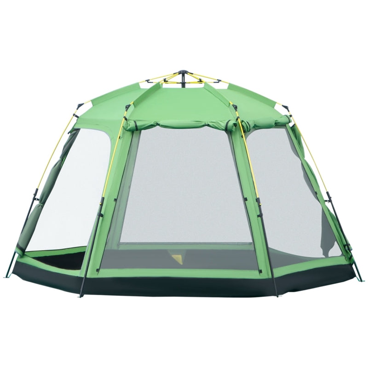 6 Person Pop Up Camping Tent, 2-Tier with 4 Windows 2 Doors, Green