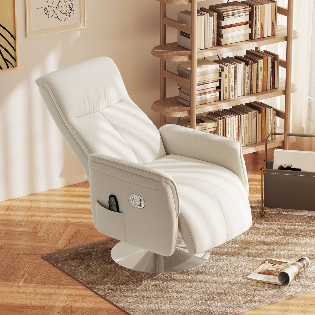 10-Point Massage Recliner Armchair - Cream