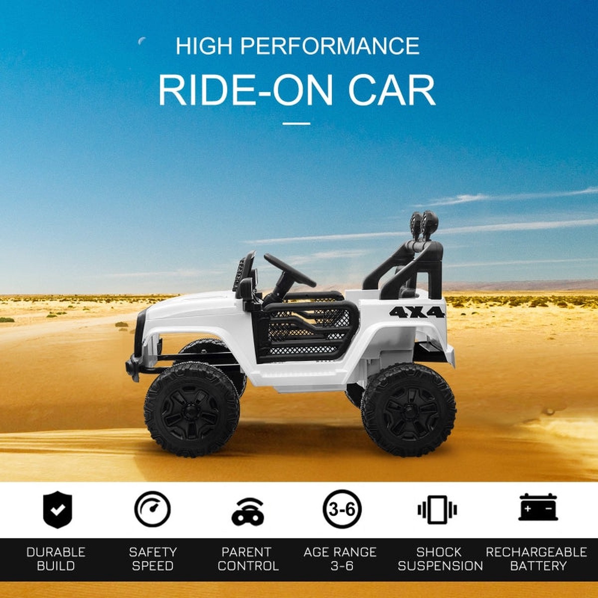 12V Kids Electric Ride On Car Truck Toy SUV, Remote Control, 3-6 Yrs