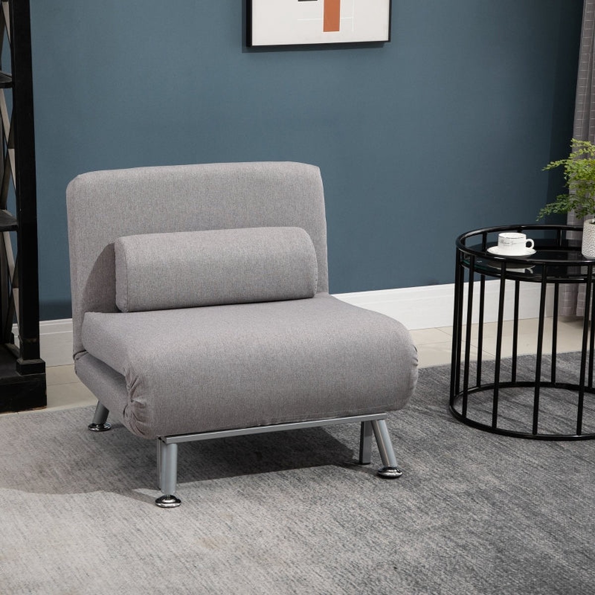 Adjustable Back Futon Sofa Chair - Grey
